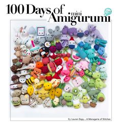 the cover of 100 days of amigurum, featuring small crocheted animals