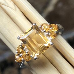 Natural 4ct Golden Citrine 925 Solid Sterling Silver Ring Size 6, 7, 8, 9 - Natural Rocks by Kala Amber Topaz Sterling Silver Ring, Yellow Topaz Sterling Silver Ring, Yellow Topaz Sterling Silver Hallmarked Ring, Amber Topaz Hallmarked Ring, Hallmarked Amber Topaz Ring, Natural Rock, Amazon Handmade, Birthstone Jewelry, Sterling Silver Ring