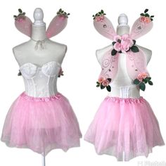 two mannequins dressed in pink and white tutu skirts with bows on them