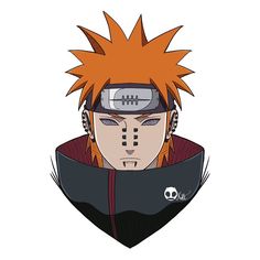 an anime character with orange hair and piercings on his face, wearing a helmet