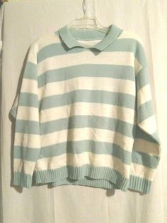 Sz Large Women 100% Acrylic Grey & White Striped Sweater Measurements are 40 inches wide and 22 inches long Oversized Gray Sweater For College, Cute Striped Long Sleeve Sweater, Cheap Oversized Striped Sweater, Oversized Striped Cozy Sweater, Cozy Striped Sweater Cheap, White Striped Sweater, Striped Sweater, Grey And White, The 100