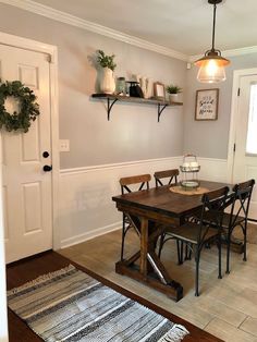 the dining room table is set for four