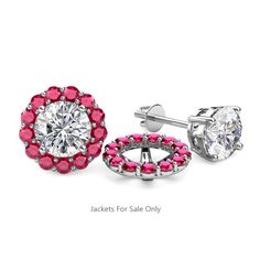 Details These Pleasant Jackets have 26 Round Ruby beautifully set using Prong Setting which decorates your own favourite pair of Stud Earrings.To wear,simply slip your Round Solitaire Stud through the Jackets. 26 Round Ruby of 2.00 mm set using Prong Setting. These Earring Jackets can hold Round Shape Stone of 0.90 ct to 1.10 ct each of 5.90 mm to 6.7 mm. Only Jackets For Sale. Hand Picked Stones. Need a different combination of stone in this style? Reach out to us. Custom made in New York From Round Solitaire, Earring Jackets, Solitaire Studs, Jewellery Design, Natural Shapes, Gorgeous Earrings, Hand Picked, Gemstone Earrings, Round Shape