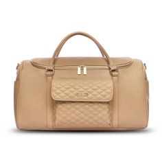 Travel in style with our all-new Monaco Travel Bag! Designed in Los Angeles, the Monaco Travel Bag is crafted with premium faux vegan leather and also features a distinctive quilted texture front pouch with classic gold enameling like our signature Monaco Diaper Bag and Snack Bags. Classic Quilted Travel Bag, Luxury Quilted Gold Bag, Luxury Gold Quilted Bag, Elegant Beige Travel Bag For On-the-go, Gold Quilted Travel Bag, Classic Quilted Shoulder Bag For Daily Use, Classic Everyday Quilted Bag, Luxury Quilted Bags For Daily Use, Luxury Quilted Shoulder Bag For Travel