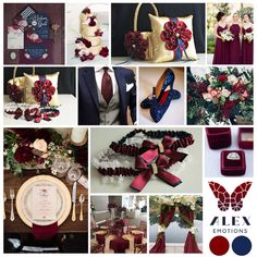 red and gold wedding color palettes for the bride's gown, shoes, bouquet