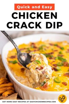 Crack Chicken Dip is an easy cheesy warm dip, loaded with shredded chicken, bacon and ranch dip - an utterly addictive party or game day snack!