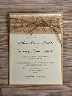 the wedding stationery is displayed on an instagramture page, and it's tied with twine