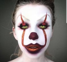 Scary Clown Halloween Costume, Clown Makeup Tutorial, Creepy Clown Makeup, Unique Halloween Makeup, Creative Halloween Makeup, Halloween Make-up Looks, Scary Clown Makeup, Creepy Makeup, Horror Make-up