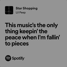 an ad for spotify with the caption'this music's the only thing keep in the peace when i'm falling to pieces