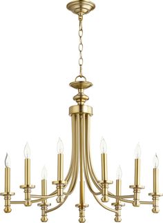 Quorum - 6022-9-80 - Nine Light Chandelier - Rossington - Aged Brass Transitional Foyer, Aged Brass Chandelier, Quorum Lighting, Transitional Chandelier, Transitional Chandeliers, Candle Style Chandelier, Candle Chandelier, Traditional Chandelier, Chandelier Style