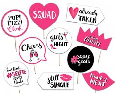 pink and black photo booth props