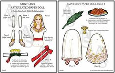 paper doll instructions for saint lucia's crafting and sewing project, including aprons