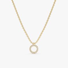 Yellow Gold Diamond Circle Necklace Diamond Circle Necklace, Chain Making, Luxe Jewelry, Handmade Fine Jewelry, Dainty Chain, Circle Diamond, Gold Diamond Necklace, 14k Gold Necklace, Everlasting Love