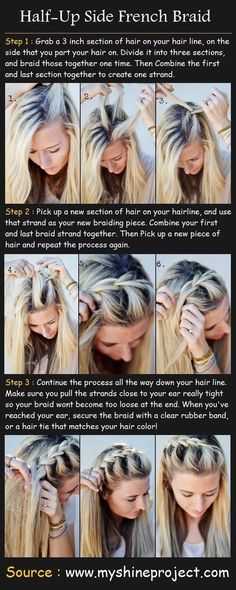 I think this is really cool! I've tried to do this though but I'm a terrible braided:( Side French Braid, Side French Braids, Awesome Hair, Braided Hairstyles Tutorials, Inspiring Images, Half Up Hair, French Braid