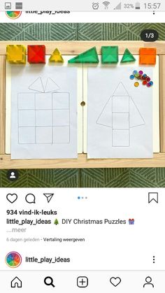 an instagramted photo with the word diy christmas puzzles written on it and two pieces of paper cut out to look like houses