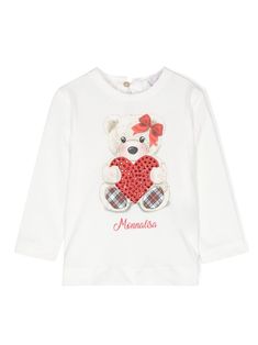 white cotton lightweight jersey rhinestone embellishment teddy bear print logo print to the front crew neck single rear button fastening long sleeves straight hem Teddy Bear Print, Dress With Jean Jacket, Baby Boy Accessories, Dolce And Gabbana Kids, Kenzo Kids, Stella Mccartney Kids, Bear Print, Cotton Lights, Print Logo