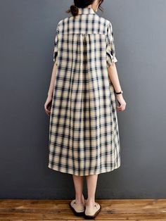 Sku CY-!119865 Material >50%Cotton Style Loose , Half Sleeves Feature Plaid Neckline Lapel Occasion Going out , Casual , Leisure Fashion Seasons Summer Type Midi Dresses Color BLUE Size M,L,XL,2XL Please consult the size chart we provide for this item's measurements to help you decide which size to buy.Please note: There may be 1-3cm differ due to manual measurement. CMINCH Bust Shoulder Sleeve Length M 114 39 27 103 L 118 40 28 104 XL 122 41 29 105 2XL 126 42 30 106 Leisure Fashion, Dress 16, Fashion Seasons, Blue Midi Dress, Plaid Dress, Midi Dresses, Cotton Style, Dress Brands, Shoulder Sleeve