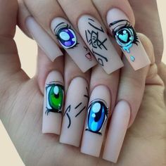 Sooo Cute!! Brand New Easy Application Eyes Nails, Graffiti Nails, Pattern Nail Art, Anime Nails, Shiny Nails, Eye Pattern, Nail Patterns, Dope Nails, Anime Eyes