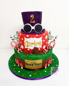 a birthday cake with sunglasses on top