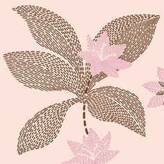 pink flowers with leaves on a light pink background