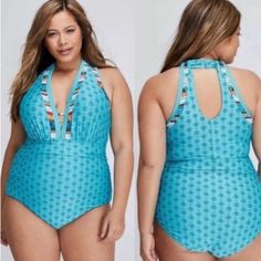 Previously Purchased On Poshmark, Did Not Fit. New Without Tags. Inner Brand Name Black Marked By Retailer. Hygienic Liner Attached. This Brightly Colored One Piece Swimsuit From Cacique Is Sure To Be A Splash Hit! Featuring A Turquoise-Aqua Base With Allover Printing, And A Contrasting Tribal Print Accent Along The Neckline And Straps, This Suit Has A Strong Southwestern Flair. Deep Plunging V-Neck Held In Place By Strategically Placed Straps Creates A Peekaboo Cutout Moment. Ruching All Over G Blue Halter Neck One Piece For Beachwear, Blue V-neck One Pieces For Vacation, Blue Summer Halter Neck One-piece, V-neck Stretch Swimwear For Poolside, Blue V-neck One-piece For Poolside, Poolside V-neck Swimwear With Adjustable Straps, Blue Halter Neck One-piece Beachwear, V-neck Printed Swimwear For Poolside, Multicolor Stretch Swimwear With V-neck