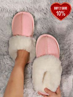 Women Warm Memory Foam Furry House Slippers With Soft Plush Fleece Lining, Fuzzy Bed Slippers For Indoor & Outdoor, Couple Shoes Suitable, Winter & Valentine's Day Pink Cool,Elegant,Glamorous,Punk,Preppy,Sporty,Vacation,Funky,Fashionable    Plain Slipper Boots,Bedroom Slippers,Novelty Slippers   Women Shoes, size features are:Bust: ,Length: ,Sleeve Length: Pink Comfy Winter Slippers, Pink Comfortable Winter Slippers, Comfortable Pink Winter Slippers, Winter Home Slippers, Bed Slippers, Novelty Slippers, Preppy Vacation, Outdoor Couple, Bedroom Slippers