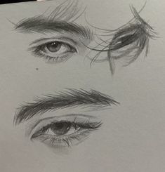 a pencil drawing of two eyes with long lashes