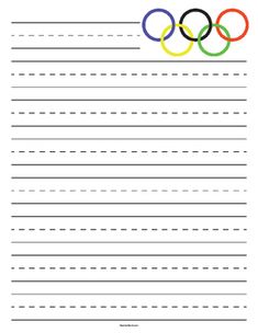 the olympic rings lined paper is shown with lines in front of it and two colors on each side