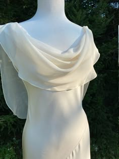 Double Cowl Neck Silk 4-ply Crepe Lined Bias Cut Dress - Etsy Silk Cowl Neck Wedding Dress, Simple Silk Dress Design, One Shoulder Dress Aesthetic, Drape Neck Dress, Shiffon Dress, Cowel Neck Dress, Silk And Chiffon Dress, Cowl Neck Wedding Dress With Sleeves, Satin A Line Dress