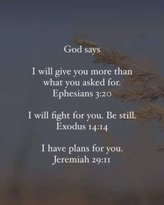 an image with the words god says i will give you more than what you asked for ephesians