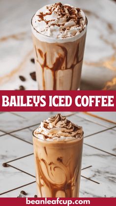 bailey's iced coffee with whipped cream and chocolate