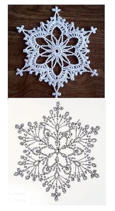 two different snowflakes are shown in white and black