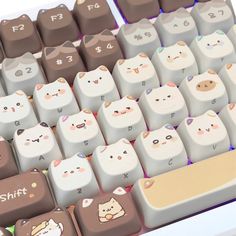 Add a touch of cuteness to your keyboard with our Kawaii Cat Keyboard Keycaps Set. Easily swap out your boring keys for these adorable cat-shaped replacements. Bring a smile to your face with every keystroke. Meow! Compatibility: 61/64/68/78/84/87/96/98/104/108-key mechanical keyboardKeycap sets are for MX switches only. Cat Keyboard, Fancy Keyboard, Cute Meow, Keyboard Keycaps, Key Cap, Key Caps, Bottle Jewelry, Brown Cat, Meow Meow