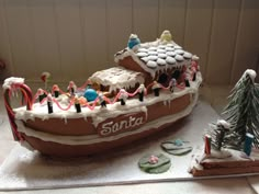 there is a cake shaped like a boat