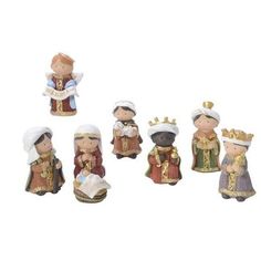 a group of small figurines sitting next to each other