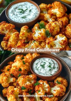 crispy fried cauliflower with ranch dip