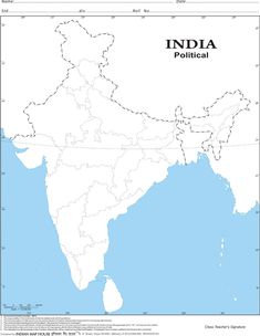 Plain Political Map Of India 1B4 Free Printable World Map, Blank World Map, Map Of India, World Map Printable, Sample Question Paper, Geography Activities, Pre Primary, Map Printable, Geography Map