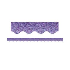 purple glittered scalloped edge on a white background