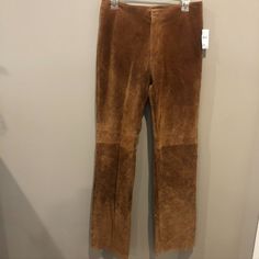 *Brand: Live A Little *Interesting Facts: *Condition: Beautiful Suede Bootcut Pants Are Fully Lined, Zipper And Button Closure With Casual Hem. *Size: 8 *Color: Brown *Measurements: Are Approximate And Taken Flat -Waist: 15" -Length: 43" -In-Seam: 22 1/2" -Rise: 10 1/2" *Material: 100% Leather ( # ) 0452 Fitted Brown Leather Trousers, Brown Full-length Pants For Night Out, Brown Full Length Pants For Night Out, Bootcut Pants, Interesting Facts, Brown Suede, Suede Leather, Pant Jumpsuit, Leather Pants