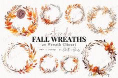 watercolor fall wreaths clipart