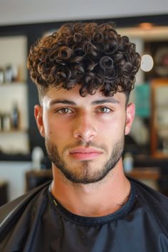 Click for More ➡️ | Save for Later ❤️  A medium length taper with curls that are well-defined and bouncy. A dark blonde color can make this style stand out. (Medium Length Taper with Curls - Haircuts For Men With Curly Hair) Men’s Curly Haired Mullet, Curly Haircuts For Men, Dark Blonde Color, Perm Hair Men, Mens Short Curly Hairstyles, Fade Haircut Curly Hair, Mens Hairstyles Curly, Men's Curly Hairstyles