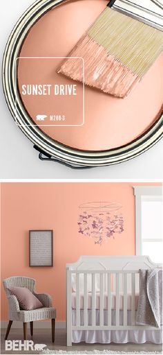 two photos with the same color scheme in different rooms, one is pink and the other is white