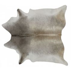 a cowhide rug is shown in grey and white colors on a white background,