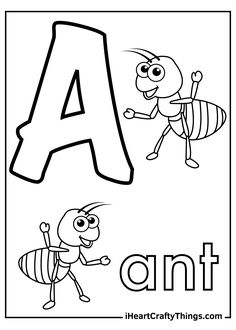 the letter a is for ant with an ant and bee coloring pages to print out