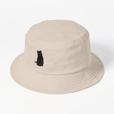 This packable, scrunchable, lightweight headwear classic is ready for adventure, from the beach to the street to the trail Breathable 100% cotton with eyelet ventilation Flat top Moderate brim is 2.2"" (5.5 cm) wide to keep the sun off your face Unstructured crown is 3.1"" (8 cm) deep Easy care: just spot clean and dry in shade. Original illustration of a black cat, perfect gift for cat lovers! Great as a cute black cat sticker, or for many other items including - phone cases, t-shirts, hats, cu Black Cat Pixel Art, Cat Bucket Hat, Black Bucket Hats, Cat Pixel Art, Black Cat Sticker, Bucket Hat Design, Bucket Hat Black, Unique Art Prints, A Black Cat