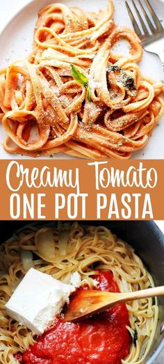 creamy tomato one pot pasta is an easy dinner recipe