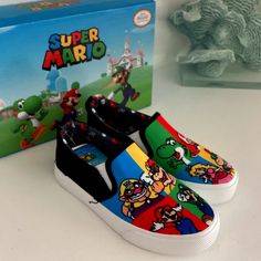 Super Mario Brothers Luigi Low Sneakers Shoes Boys Or Girls Different Sizes Please Check My Othet Kids Mario And Sonic Super Cute Shoes Playful Slip-on Sneakers With Soft Sole, Sporty Multicolor Slip-on Sneakers With Round Toe, Trendy Multicolor Non-slip Sneakers, School Skate Shoes With White Rubber Sole, School Skate Shoes With Rubber Sole, White Sole Skate Shoes For School, Low-top Non-slip Skate Shoes For School, Fun Multicolor Slip-on Sneakers, Non-slip Low-top Skate Shoes For School