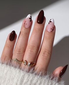 October Nail Ideas, Brown Nail Ideas, Brown Nail Designs, Fall Almond Nails, Nail Appointment, Brown Nail, Brown Nails Design, Simple Fall Nails, October Nails