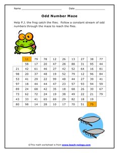 an odd number maze worksheet for kids