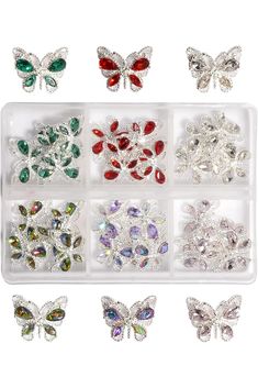 WEILUSI 30pcs Silver Butterfly Nail Charms 3D Alloy Butterfly Rhinestones for Nails Gem Jewelry Nail Butterfly Charms for Acrylic Nails DIY Craft Nail Art Decorations(6 Colors) Nail Butterfly, Gem Jewelry, Nails Diy, Gem Nails, Butterfly Nail, Silver Butterfly, Nail Charms, Butterfly Charm